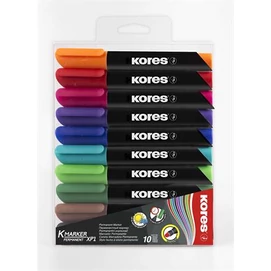 Alkoholos marker, 3 mm, kúpos, KORES &quot;K-Marker XP1&quot;, 10 különböző szín