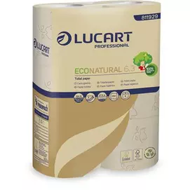 Toalettpapír, 3 rétegű, 6 tekercs, kistekercses, 27,5 m, LUCART &quot;EcoNatural 6.3&quot; barna