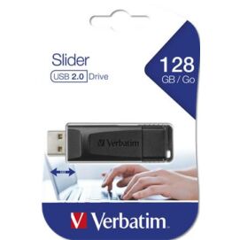 Pendrive, 128GB, USB 2.0, VERBATIM "Slider", fekete