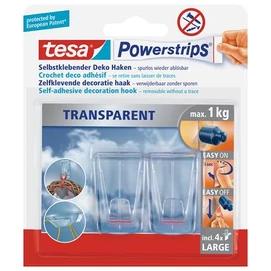 Műanyag akasztó ragasztócsíkkal, TESA &quot;Powerstrips®&quot;, átlátszó