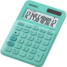 Számológép, asztali, 12 számjegy, CASIO, &quot;MS 20 UC&quot;, zöld