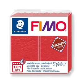 Gyurma, 57 g, égethető, FIMO &quot;Leather Effect&quot;, dinnyepiros