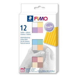 Gyurma, készlet, 12x25 g, égethető, FIMO &quot;Soft Pastel&quot; 12 különböző szín