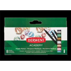 Filctoll készlet, DERWENT, &quot;Academy&quot;, 8 különböző metál szín