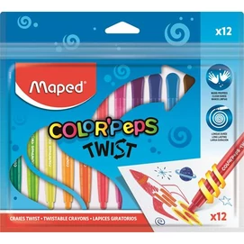 Zsírkréta, kitekerhető, MAPED &quot;Color`Peps&quot;, 12 különböző szín