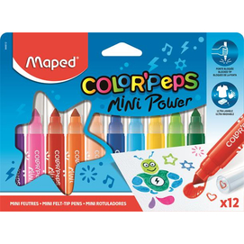 Filctoll készlet, 6,5 mm, kimosható, MAPED "Color`Peps Mini Power", 12 különböző szín
