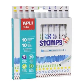 Filctoll készlet, nyomda, APLI Kids &quot;Markers Duo Stamps&quot;, 10 különböző szín és minta