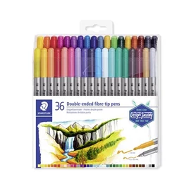 Rostirón készlet, 0,8/3,0 mm, kétvégű, STAEDTLER® &quot;3200&quot;, 36 különböző szín