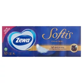 Papír zsebkendő, 4 rétegű, 10x9 db, ZEWA &quot;Softis&quot;, classic