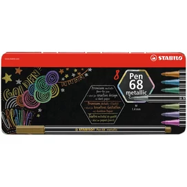 Filctoll készlet, fém doboz, 1,4 mm, STABILO &quot;Pen 68 metallic&quot;, 8 különböző szín