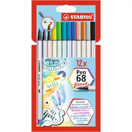 Ecsetirón készlet, STABILO &quot;Pen 68 brush&quot;, 12 különböző szín