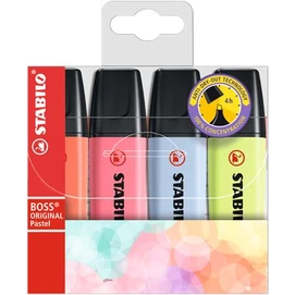 Szövegkiemelő készlet, 2-5 mm, STABILO &quot;BOSS original Pastel3&quot;, 4 különböző szín