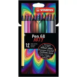 Filctoll készlet, 1 mm, STABILO &quot;Pen 68 ARTY&quot;, 12 különböző szín