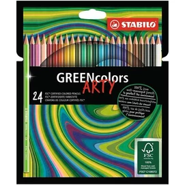 Színes ceruza készlet, hatszögletű, STABILO &quot;GreenColors ARTY&quot;, 24 különböző szín
