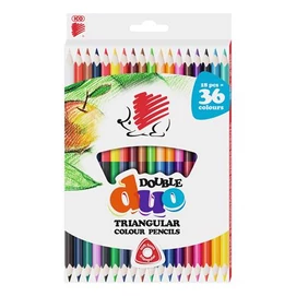 Színes ceruza készlet, kétvégű, háromszögletű, ICO &quot;Süni&quot;, 36 különböző szín