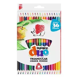 Színes ceruza készlet, kétvégű, háromszögletű, ICO "Süni", 36 különböző szín