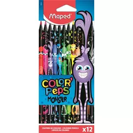 Színes ceruza készlet, háromszögletű, MAPED "Color`Peps Monster", 12 különböző szín