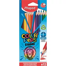 Színes ceruza készlet, háromszögletű, MAPED &quot;Color`Peps Strong&quot;, 12 különböző szín
