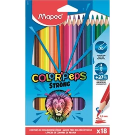 Színes ceruza készlet, háromszögletű, MAPED &quot;Color`Peps Strong&quot;, 18 különböző szín