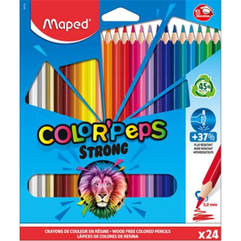 Színes ceruza készlet, háromszögletű, MAPED "Color`Peps Strong", 24 különböző szín