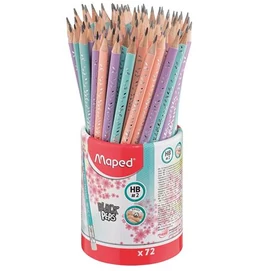 Grafitceruza radírral, ceruzatartó, HB, háromszögletű, MAPED &quot;Black`Peps Pastel&quot;, vegyes pasztell színek (szín nem választható)