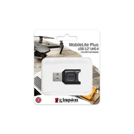 Kártyaolvasó, microSD kártyához, USB 3.2 Gen 1, KINGSTON &quot;MobileLite Plus&quot;