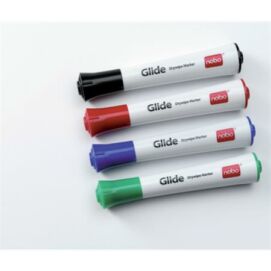 Tábla- és flipchart marker, 3 mm, kúpos, NOBO "Glide", 4 különböző szín