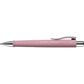 Golyóstoll, 0,7 mm, nyomógombos, rózsaszín tolltest, FABER-CASTELL &quot;Poly Ball&quot;, kék