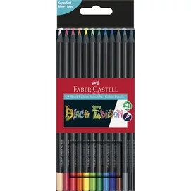 Színes ceruza készlet, háromszögletű, FABER-CASTELL &quot;Black Edition&quot;, 12 különböző szín