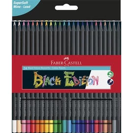 Színes ceruza készlet, háromszögletű, FABER-CASTELL &quot;Black Edition&quot;, 24 különböző szín