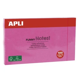 Öntapadó jegyzettömb, 125x75 mm, 100 lap, APLI &quot;Funny&quot;, pink
