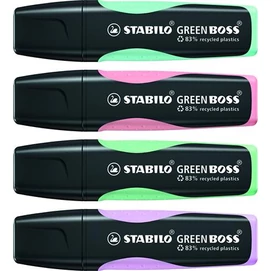 Szövegkiemelő készlet, 2-5 mm, STABILO &quot;Green Boss Pastel&quot;, 4 különböző szín