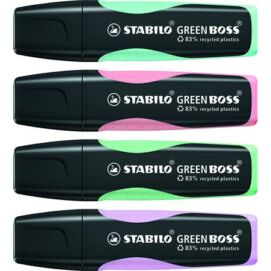 Szövegkiemelő készlet, 2-5 mm, STABILO "Green Boss Pastel", 4 különböző szín