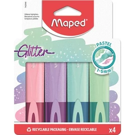 Szövegkiemelő készlet, 1-5 mm, MAPED &quot;Glitter Fluo Peps&quot;, vegyes pasztell színek (szín nem választható)