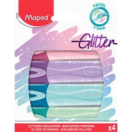 Szövegkiemelő készlet, 1-5 mm, MAPED &quot;Glitter Fluo Peps&quot;, vegyes pasztell színek