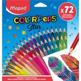 Színes ceruza készlet, háromszögletű, MAPED "Color`Peps Star", 72 különböző szín