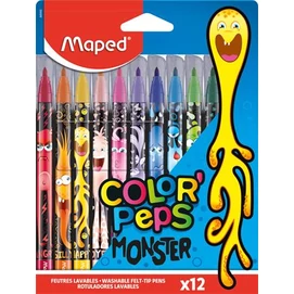 Filctoll készlet, 2,8 mm, kimosható, MAPED &quot;Color`Peps Monster&quot; 12 különböző szín