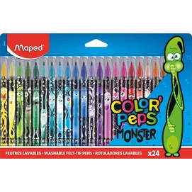 Filctoll készlet, 2,8 mm, kimosható, MAPED &quot;Color`Peps Monster&quot; 24 különböző szín