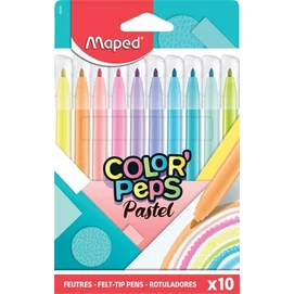Filctoll készlet, 2,8 mm, kimosható, MAPED &quot;Color`Peps Pastel&quot;, 10 különböző pasztell szín