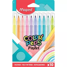 Filctoll készlet, 2,8 mm, kimosható, MAPED  "Color`Peps Pastel", 10 különböző pasztell szín