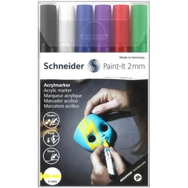 Dekormarker készlet, akril, 2 mm, SCHNEIDER &quot;Paint-It 310&quot;, 6 különböző szín