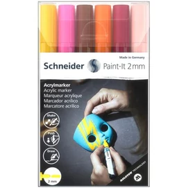 Dekormarker készlet, akril, 2 mm, SCHNEIDER &quot;Paint-It 310&quot;, 6 különböző szín