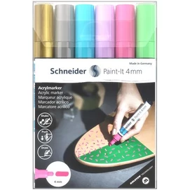 Dekormarker készlet, akril, 4 mm, SCHNEIDER &quot;Paint-It 320&quot;, 6 különböző szín
