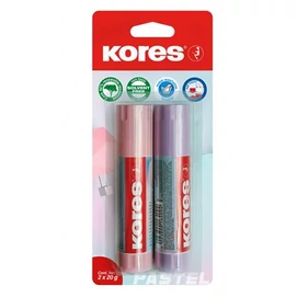 Ragasztóstift, pasztell színű tokban, 2x20 g, KORES, vegyes színek (szín nem választható)