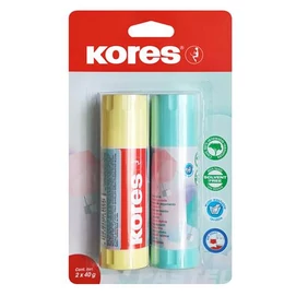 Ragasztóstift, pasztell színű tokban, 2x40 g, KORES, vegyes színek (szín nem választható)
