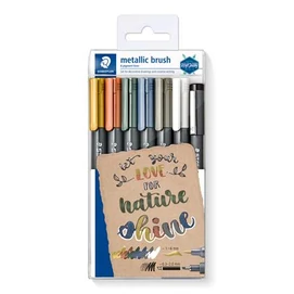 Dekormarker, 1-6 mm, kúpos, ajándék tusfilccel, STAEDTLER &quot;8321&quot;, 6 különböző metál szín