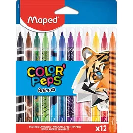 Filctoll készlet, 2,8 mm, kimosható, MAPED &quot;Color`Peps Animals&quot;, 12 különböző szín