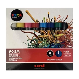 Dekormarker készlet, 1,8-2,5 mm, UNI &quot;Posca PC-5M&quot;, 8 különböző szín