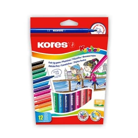 Filctoll készlet, kimosható, KORES &quot;Korellos&quot;, 12 különböző szín