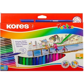 Filctoll készlet, kimosható, KORES &quot;Korellos&quot;, 24 különböző szín